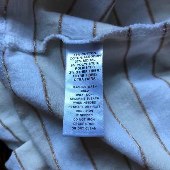 LOFT White/Tan/Sparkle Cap Sleeve T Sz Small - Picture 3 of 3